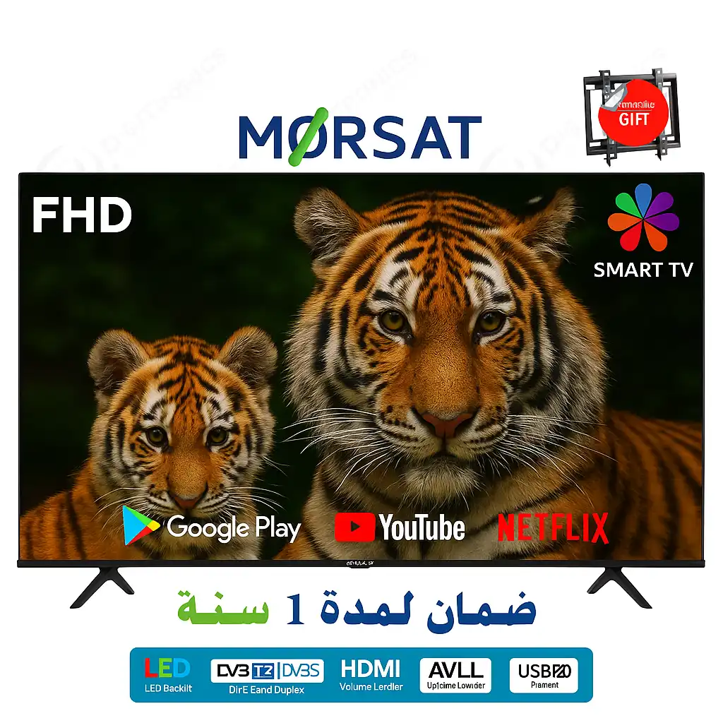 Smart TV 32" Morsat - Android 14 - Full HD - Récepteur TNT - 2 Télécommandes