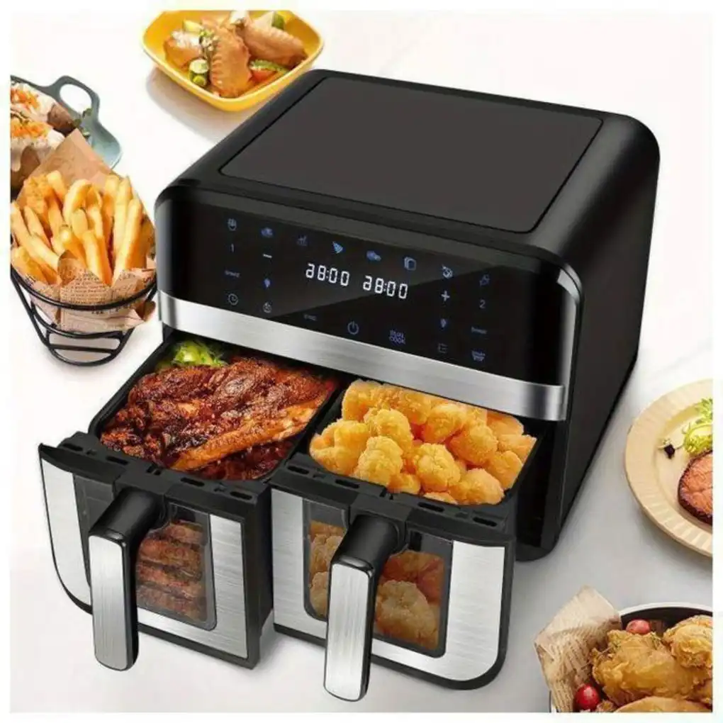 Friteuse Sans Huile 9L Double Bac 2400W, avec écran digital LED, RA940DSV