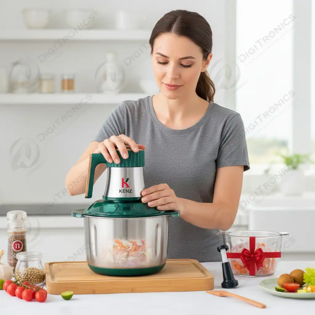 Hachoir électrique 3L 1000W + bol en verre, 5 vitesses, vert, JN-6347