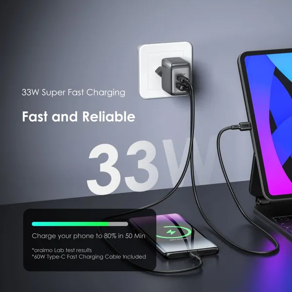 oraimo PowerGaN 33 Pro 33W GaN Wall Charger