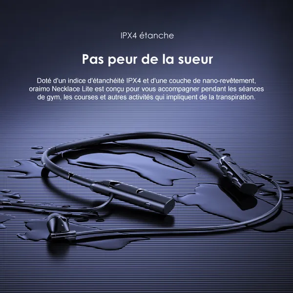 oraimo Necklace Lite Casque sans fil à vibration d'appel