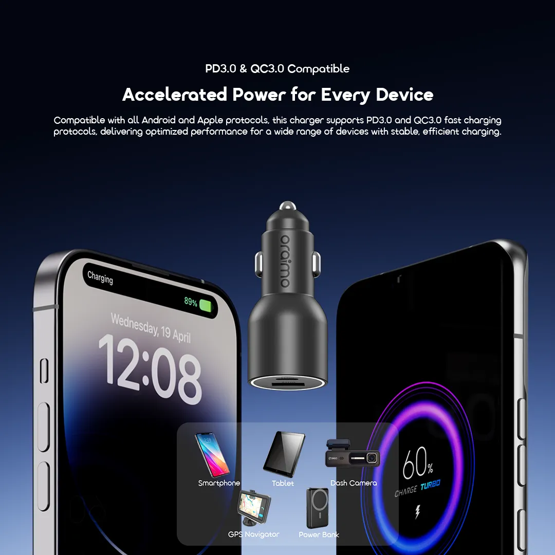 oraimo PowerDrive 7691 Pro 69W Dual Super Car Charger