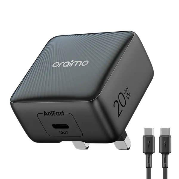 oraimo PowerCube 20 Chic 20W GaN Wall Charger Kit with Type-C to Type-C Cable