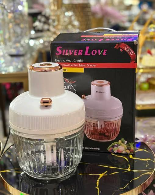 Hachoir à Viande Électrique Silver Love 1000W – Bol 2,5L en Verre