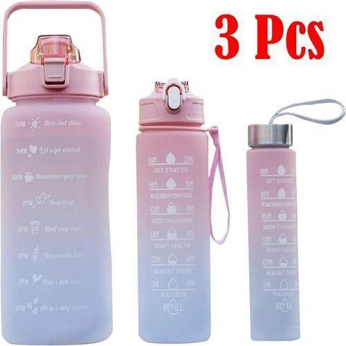 3 Bouteille d'eau de sport avec paille, 2000 ml + 700 ml + 300 ml