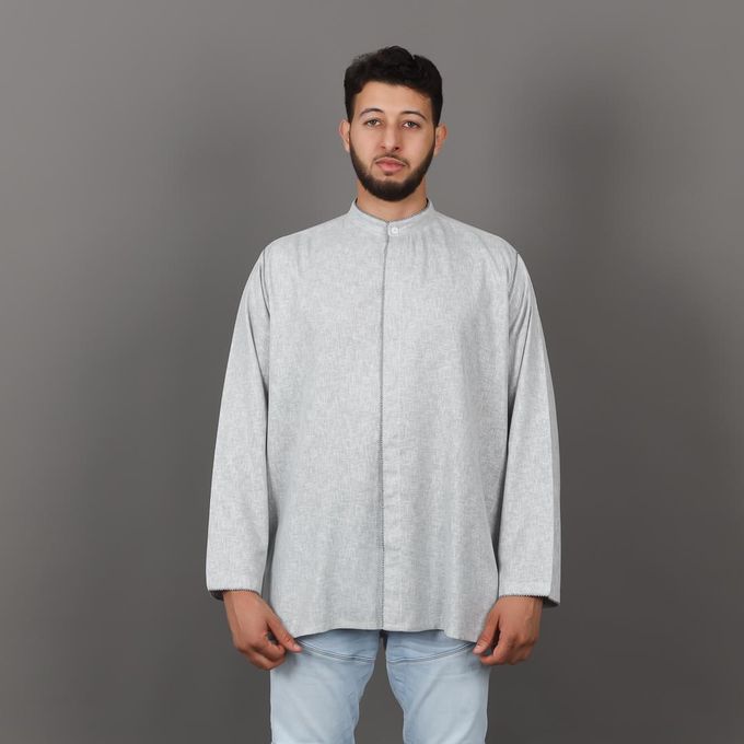 Jabador Maroc Tunique en Lin Randa à la main - Gris Clair