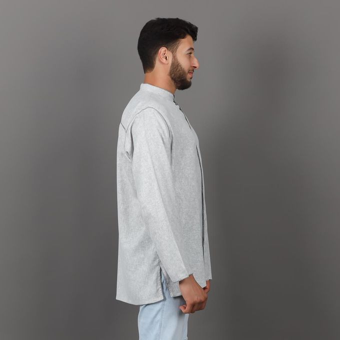 Jabador Maroc Tunique en Lin Randa à la main - Gris Clair