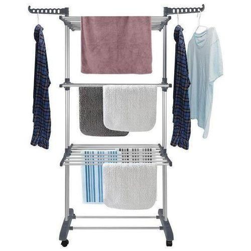 Etendoir Linge Interieur, 4 Niveaux Grande Sechoir a Linge Pliable avec Roues, Acier Inoxydable Seche Linge Etendoir pour Usage Intérieur et Extérieur