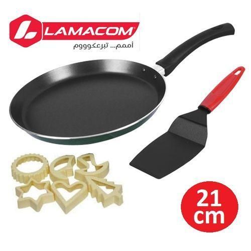 Lamacom Crêpière & Poêle antiadhérente pour réussir vos crêpes Baghrirs & pancakes 21 Cm