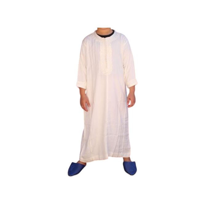 Jabador Maroc Caftan petit khalil garçon - Blanc Cassé