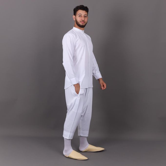 Image de Jabador Maroc Chemise "Dffira" et pantalon kandrissi 100/100 coton -blanc . - Default Brand