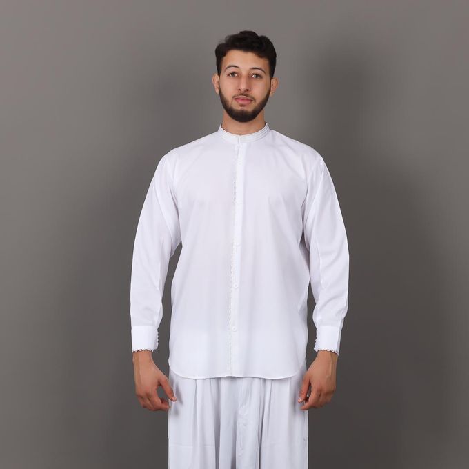 Image de Jabador Maroc Chemise "Dffira" et pantalon kandrissi 100/100 coton -blanc . - Default Brand