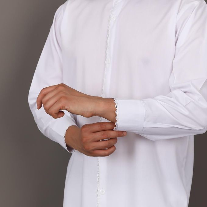 Image de Jabador Maroc Chemise "Dffira" et pantalon kandrissi 100/100 coton -blanc . - Default Brand