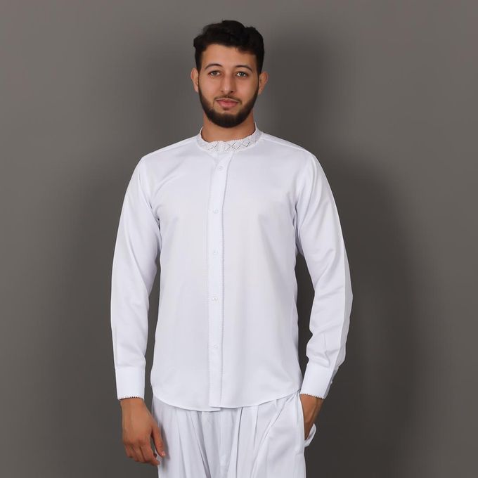 Jabador Maroc Chemise Randa et pantalon kandrissi 100/100 coton -blanc .