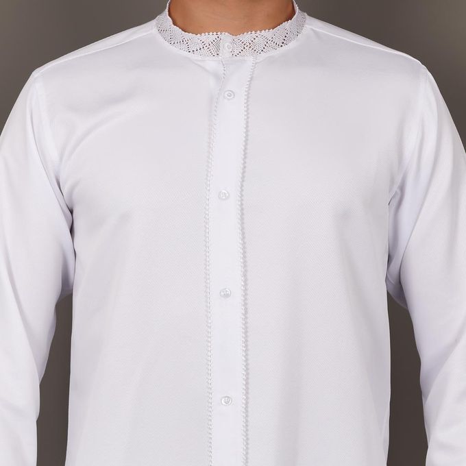 Jabador Maroc Chemise Randa et pantalon kandrissi 100/100 coton -blanc .
