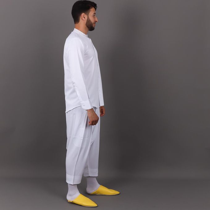 Jabador Maroc Chemise Randa et pantalon kandrissi 100/100 coton -blanc .
