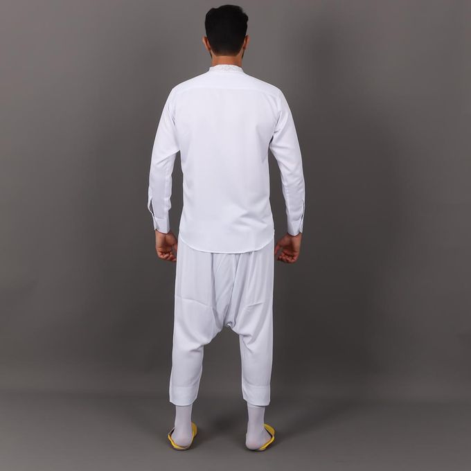 Jabador Maroc Chemise Randa et pantalon kandrissi 100/100 coton -blanc .