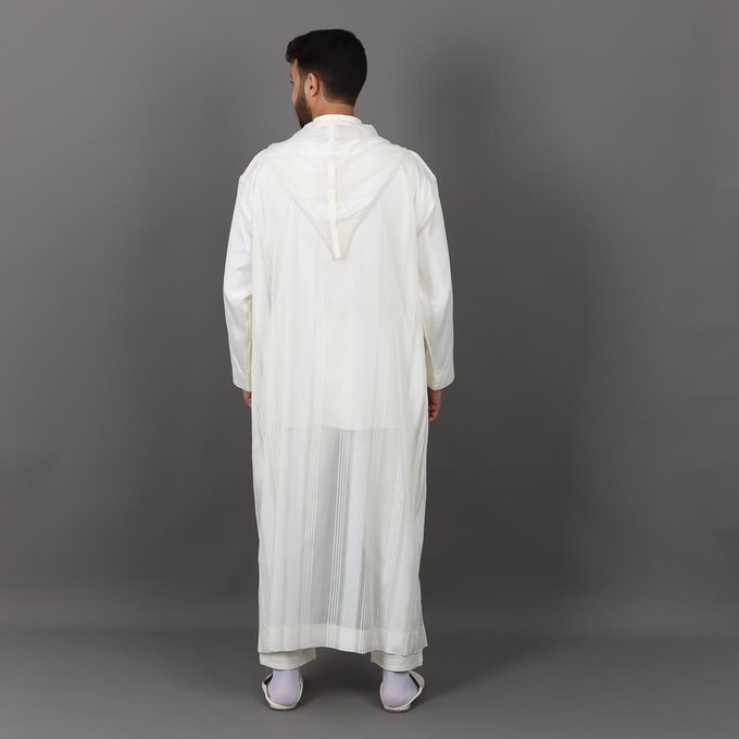 Jabador Maroc Djellaba Chaara à la main haute couture - Blanc cassé