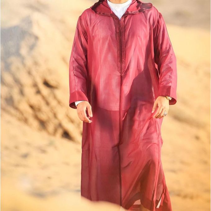 Jabador Maroc Djellaba Chaara à la main haute couture - Rouge Grenat