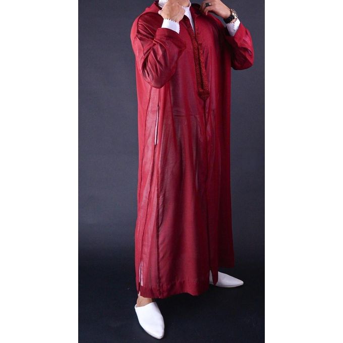 Jabador Maroc Djellaba Chaara à la main haute couture - Rouge Grenat