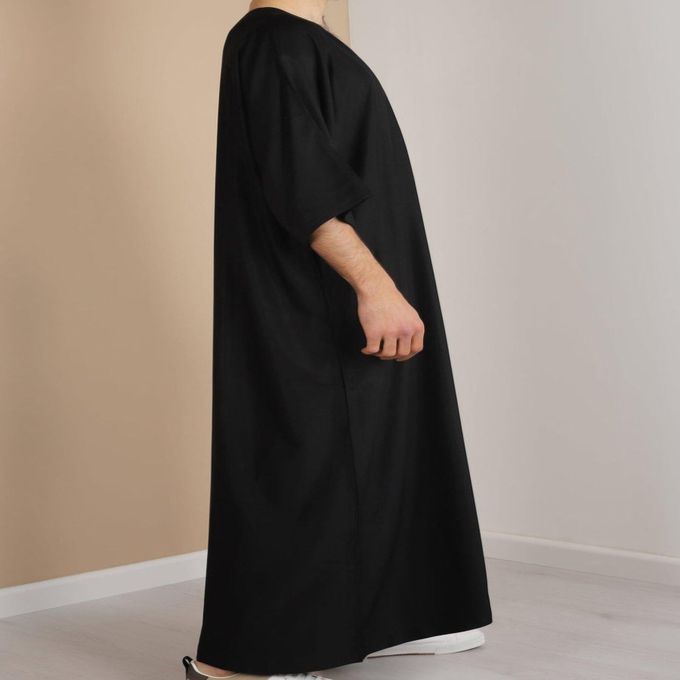 Jabador Maroc Gandoura simple100/100 coton qualité supérieure - Noir