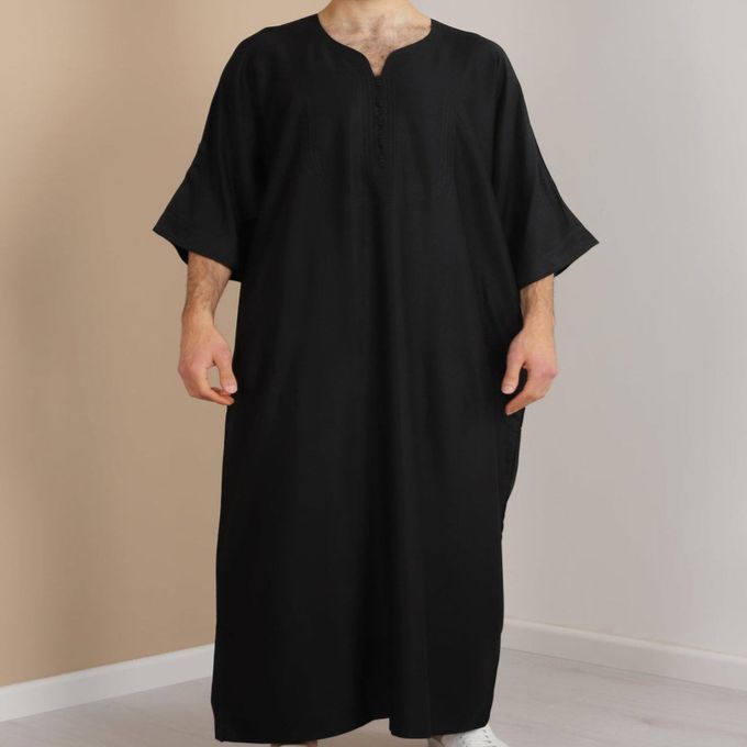 Jabador Maroc Gandoura simple100/100 coton qualité supérieure - Noir