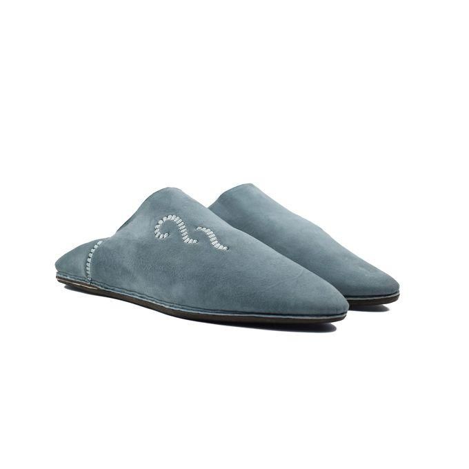 Jabador Maroc Babouche Daim Premium - Bleu ciel