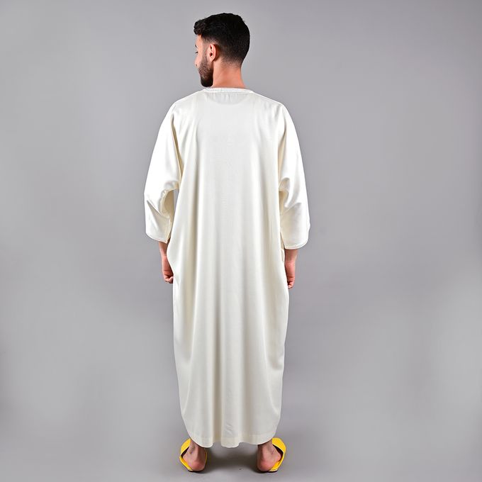 Jabador Maroc Gandoura Lin à la main Homme - Blanc cassé