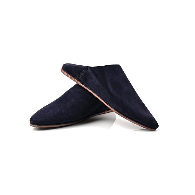 Jabador Maroc Babouche daim premium Garçon - Bleu nuit