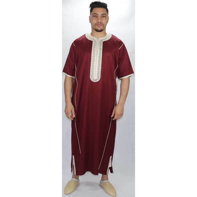 Jabador Maroc Caftan Anbar haute qualité Homme - Grenat