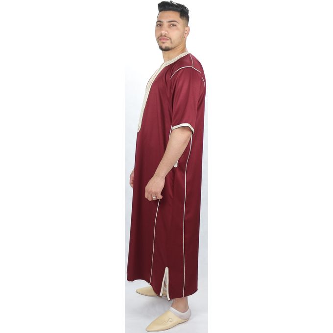Jabador Maroc Caftan Anbar haute qualité Homme - Grenat