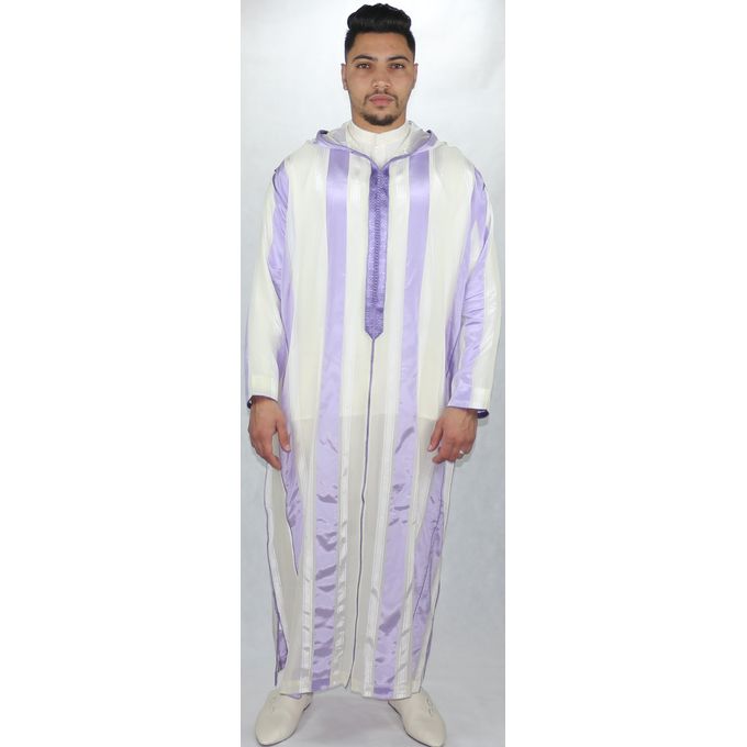 Jabador Maroc Djellaba شعرة a la main haute couture - mauve