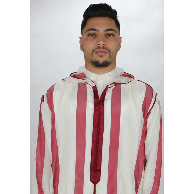 Jabador Maroc Djellaba شعرة a la main haute couture - Grena