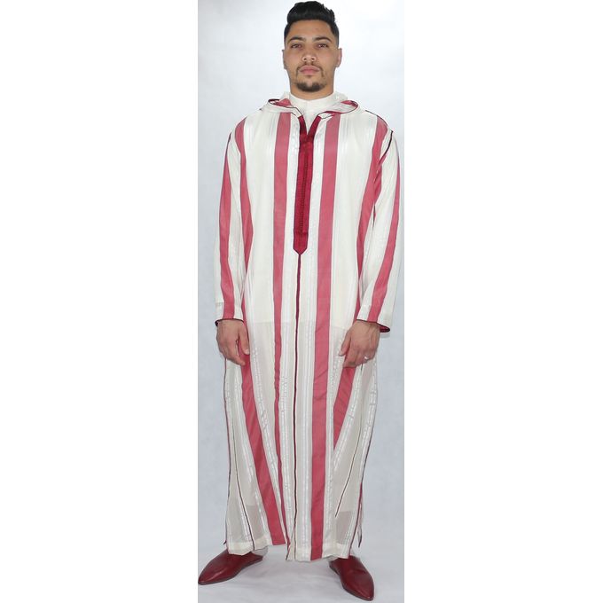 Jabador Maroc Djellaba شعرة a la main haute couture - Grena