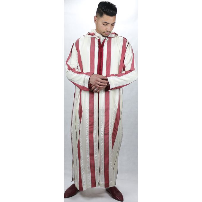 Jabador Maroc Djellaba شعرة a la main haute couture - Grena