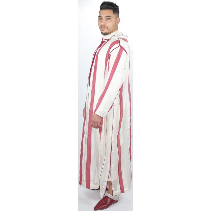 Jabador Maroc Djellaba شعرة a la main haute couture - Grena