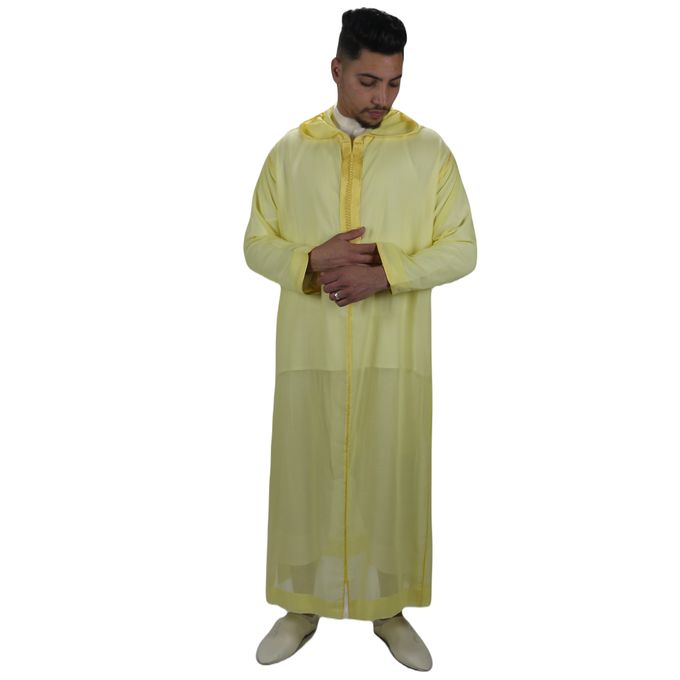 Jabador Maroc Djellaba soussdi a la main haute couture - jaune.