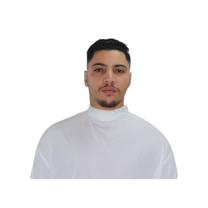 Jabador Maroc Regabia et pantalon kandrissi 100/100 coton homme -blanc