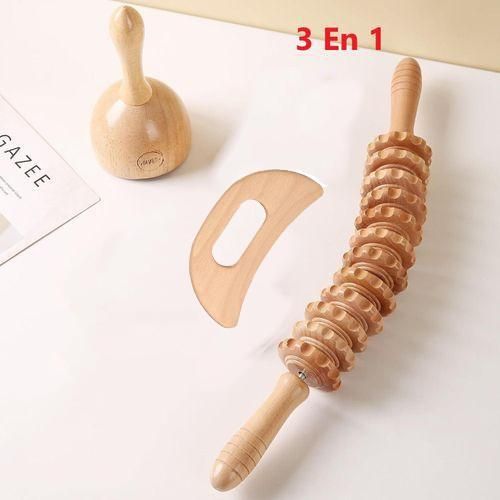 Lot de 3 outils de massage thérapeutiques en bois - Kit de thérapie par le bois professionnel pour sculpter le corps, améliorer la circulation et détendre les muscles 2026