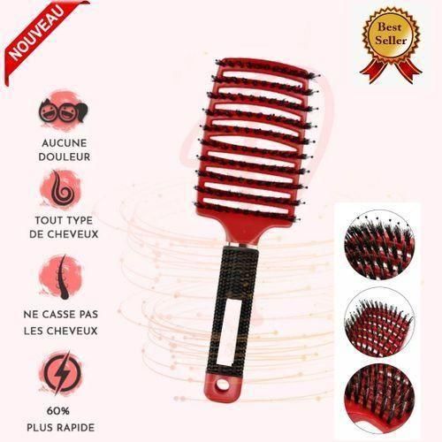Brosse à Cheveux, Brosse démêlante anti-Casse et anti-Nœuds Couleur Rouge