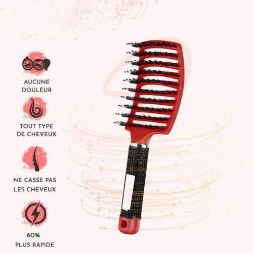 Brosse à Cheveux, Brosse démêlante anti-Casse et anti-Nœuds Couleur Rouge