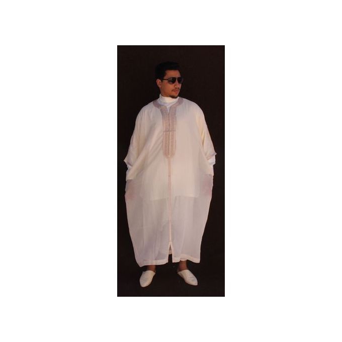 Jabador Maroc Gandoura soussdi a la main haute couture/beige..