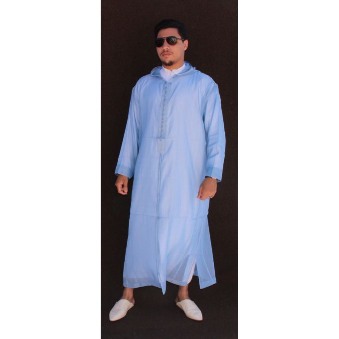 Jabador Maroc Djellaba شعرة a la main haute couture - bleu Ciel