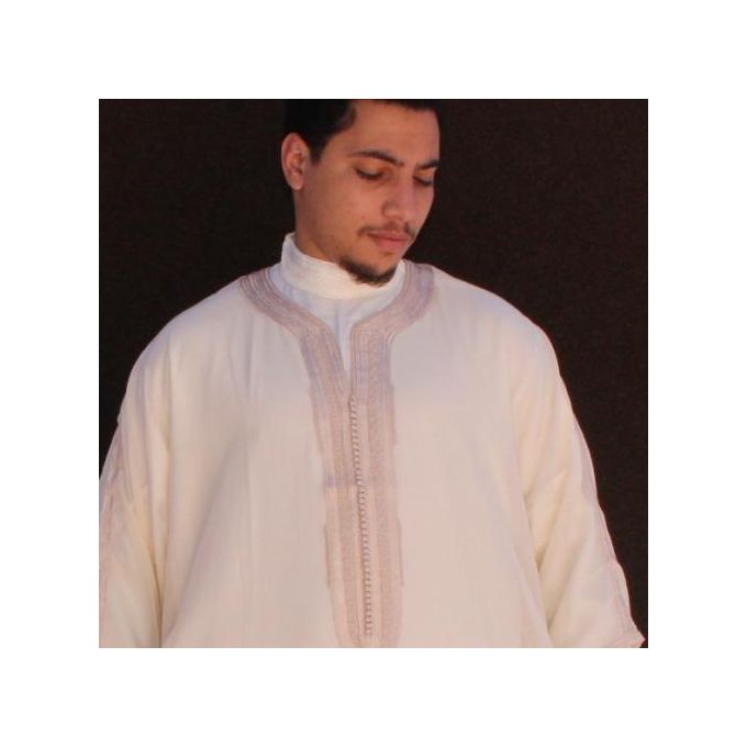 Jabador Maroc Gandoura soussdi a la main haute couture - beige
