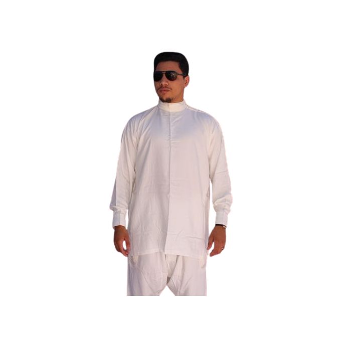 Jabador Maroc Regabia et pantalon kandrissi 100/100 coton homme -blanc cassé