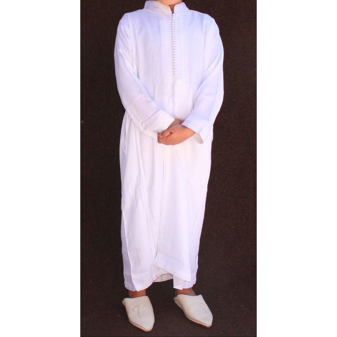 Jabador Maroc Farajia petit sultan garçon 100/100 coton - blanc.