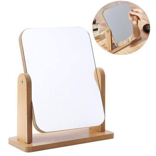 Miroir de Maquillage rectangulaire en bois miroir de bureau rotatif Miroir de table