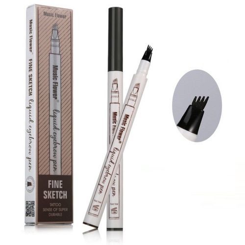 Crayon à Sourcils Noir 4-tête de Précision Imperméable Longue Durée