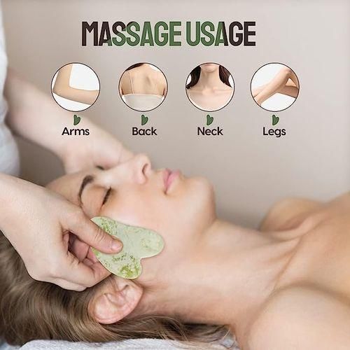 Outil de massage en pierre de Jade Gua Sha x2