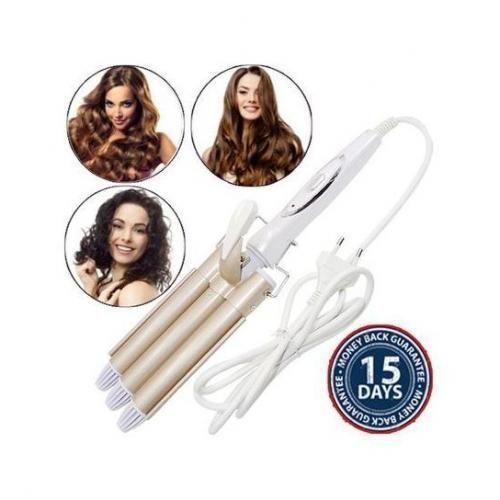 boucleur a cheveux avec Température Réglable- à 3 tubes pour onduler vos cheveux